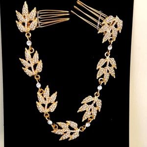 🌈Gold & Crystal Rhinestone Hair Vine Comb